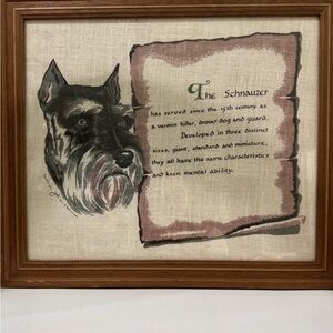 Barbara Johansson schnauzer artwork in wooden frame 18 x 16” approx signed VTG